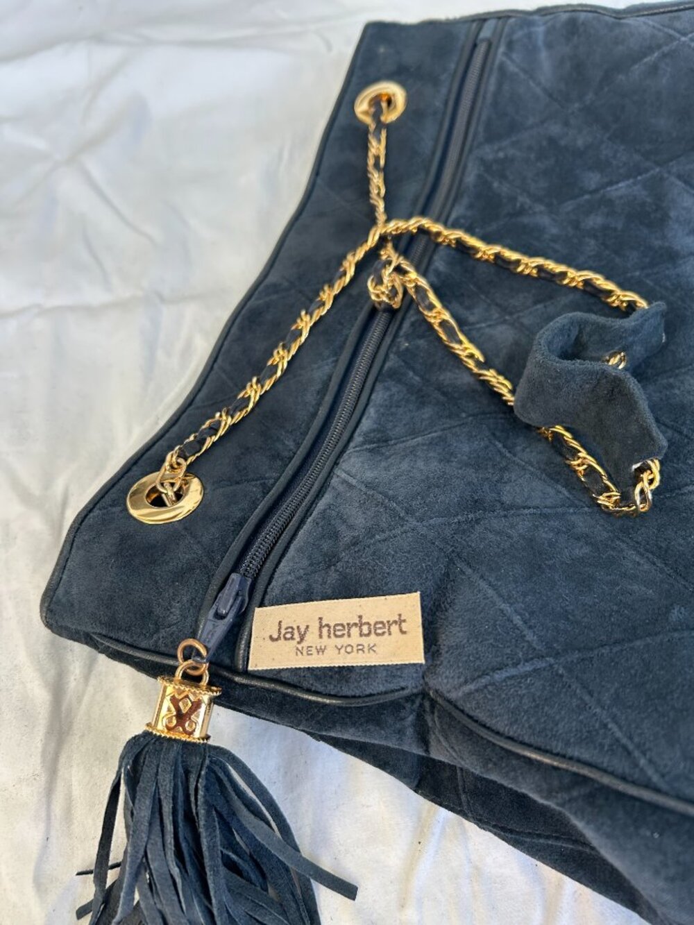 Vintage Jay Herbert New York blue suede hobo bag. - Picture 10 of 10